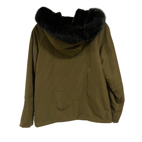 Dylan Tara Hooded Zip Up Green Jacket w/Faux Fur Detachable Hood Size M NWT - Picture 6 of 12